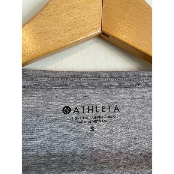 Athleta gray long sleeve top ruched solid neutral lightweight stretchy Size S - Picture 6 of 8
